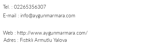 Aygn Marmara Otel telefon numaralar, faks, e-mail, posta adresi ve iletiim bilgileri